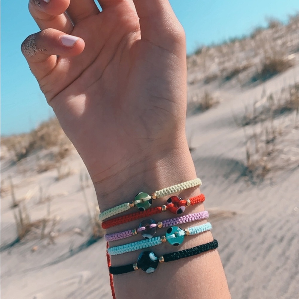 Handmade Glass Evil Eye Adjustable Bracelet 🧿 - Picture 3 of 13